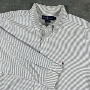 Vtg Polo Ralph Lauren Yarmouth cotton Oxford LS Shirt Men's 17.5-35 Blue Striped